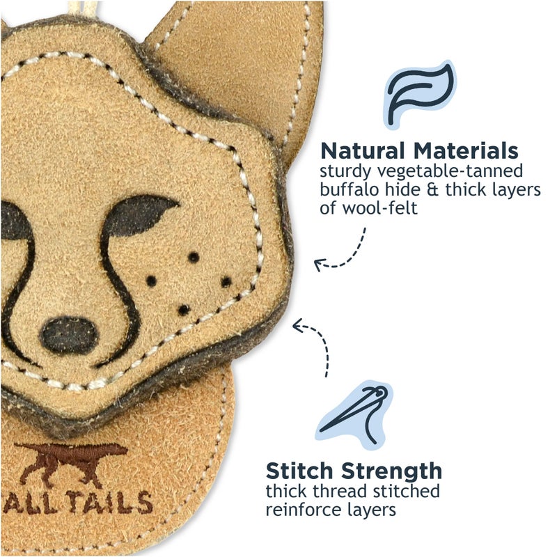 Tall Tails Dog Natural Leather Scrappy Fetch Toy for Dogs, Fox - Image 3